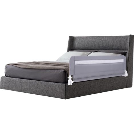 COSTWAY Sponda da Letto per Bambini 120 cm, Barriera Pieghevole per Letto, con Cintura di Sicurezza, Sponda di Sicurezza per Bambini, per Letti Singoli, Doppi, 120 x 41 x 42 cm (120 cm,Grigio) (1/5)