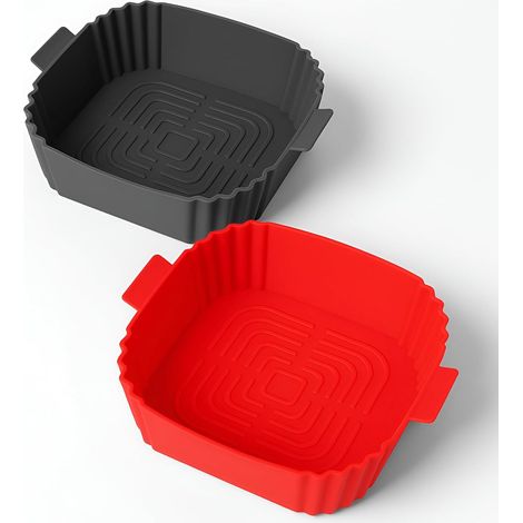 Genérico Moule en Silicone pour friteuse à air, Lot de 2, 22 x 22.5 x 5.5 cm, protège Votre friteuse sans Huile, évite de salir la friteuse, Facile à Nettoyer, Les rainures du Fond Permettent (1/5)