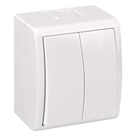 Interruttore doppio superficiale 10ax 250v ip54 bianco