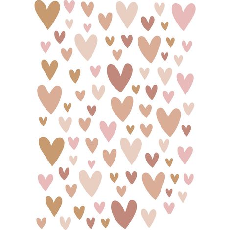 sticker mural coeurs terracotta, rose et beige - ESTAhome (1/5)
