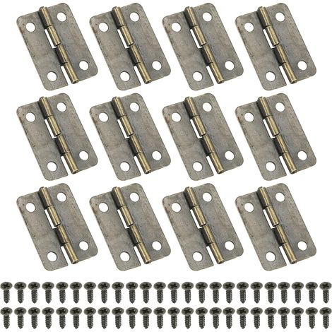 Petites Charnières Bout 24mm, 12 Pcs Mini Charnière avec Vis pour Boîtes à Bijoux en Bois, Portes de Tiroir d'Armoire, Portail, Marron (1/5)