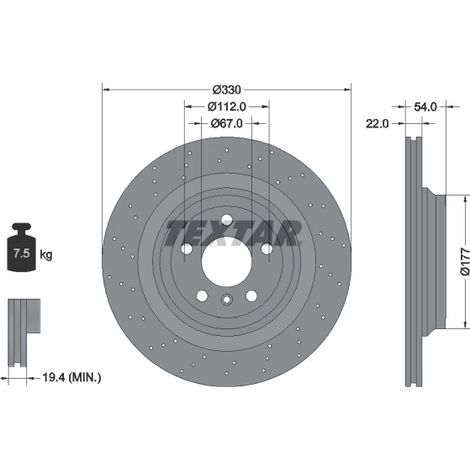 Lot de 2 Disques de frein Textar 92254505 MERCEDES-BENZ 1664230412 A1664230412