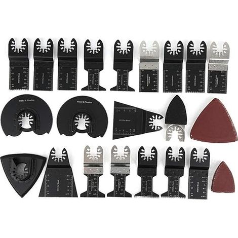 Lames Multitool 18Pcs Lames de Scie Oscillantes Multitool Accessoires pour Outils Oscillants pour Worx, Bosch, Fein Multimaster, etc. (1/5)