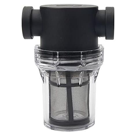 Filtro de bomba de agua Pipeline de 3/4" con malla de acero inoxidable de 100, filtro de malla en línea para riego de jardines (negro) (1/5)
