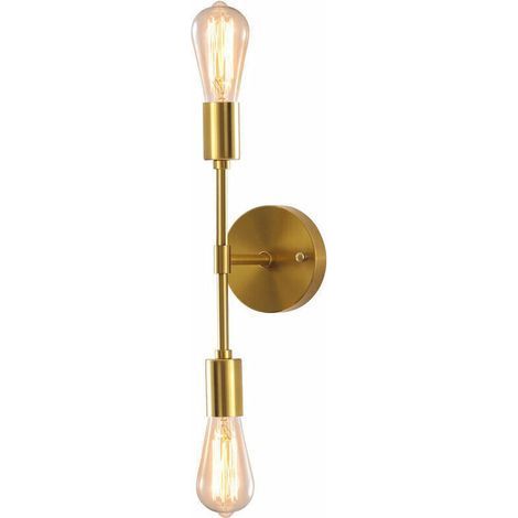 Tigrezy Appliques murales dorées, lumière de vanité de salle de bain à 2 lumières, appliques murales de base E27 pour miroir couloir cuisine chambre salon (1/5)