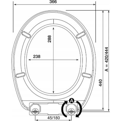 Abattant de toilette blanc Lilia – Polypropylène résistant aux rayures – Entraxe de fixation réglable 45-182mm – Pour WC suspendus et sur pied – Bisk (1/2)