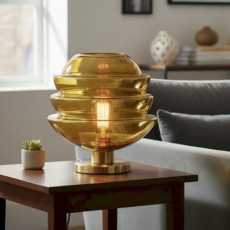 Lampe à Poser Helios Moutarde Verre 29x29x29cm (1/2)