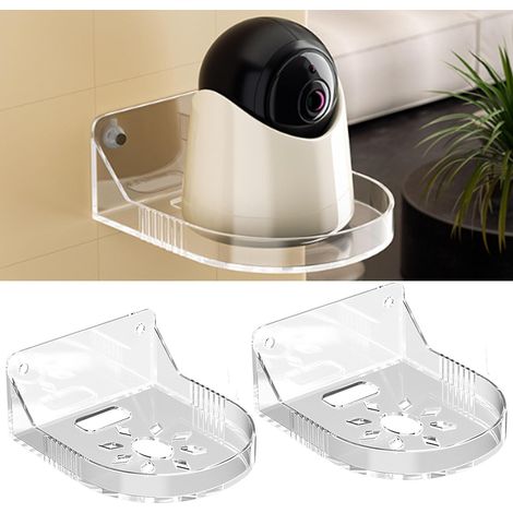 Lot de 2 supports muraux en acrylique pour caméra de surveillance - Sans perçage - Avec gestion des câbles - Pour montage mural en intérieur (1/5)