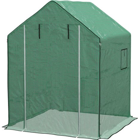 Bâche de rechange pour serre extérieure 140x143x190 cm avec fenêtre et porte zippée anti-UV (1/5)