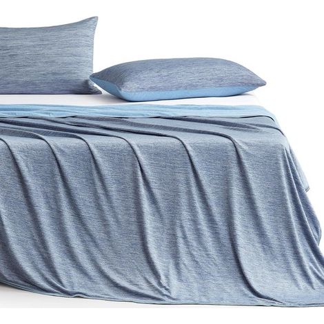 Couverture rafraîchissante 130 x 150 cm, couverture d'été auto-rafraîchissante, respirante et légère, pour dormeurs ayant chaud, chambre et canapé, bleu (1/5)