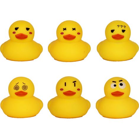 6-teiliges Entenspielzeug-Set – Quietschende Enten, Babybadespielzeug, Emoji-Enten-Poolspielzeug (sechs zufällig ausgewählte Teile) (1/5)