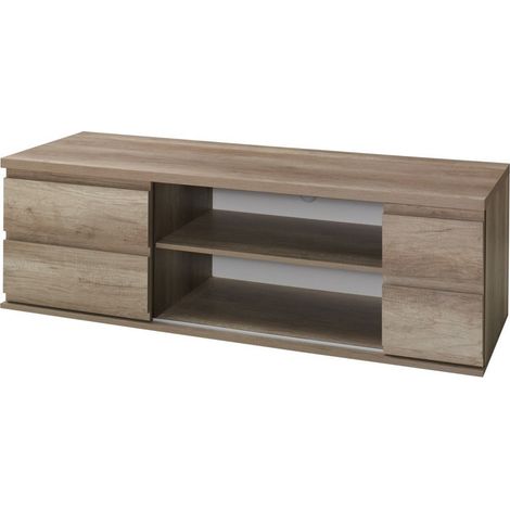 Mobile porta TV MIRO - 2 vani - Colore rovere - 165 x 52 x 55 cm