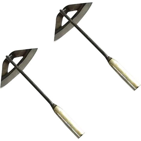 Houe creuse de jardinage à 2 joues creuses en acier trempé, râteau à main pour mauvaises herbes, culture de légumes, outil de jardinage portable pour ameublir le sol