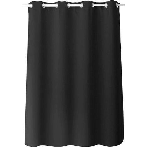 Homemaison – Rideau occultant 140 x 180 cm en polyester 210 g/m² – Coloris noir – 8 œillets en métal chromé pour occultation efficace