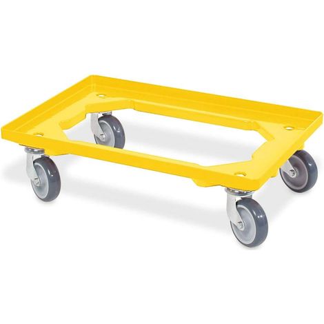 BRB Transportroller für Behälter 60x40 cm, offen, 4 Lenkrollen, 250 kg Tragkraft (gelb)