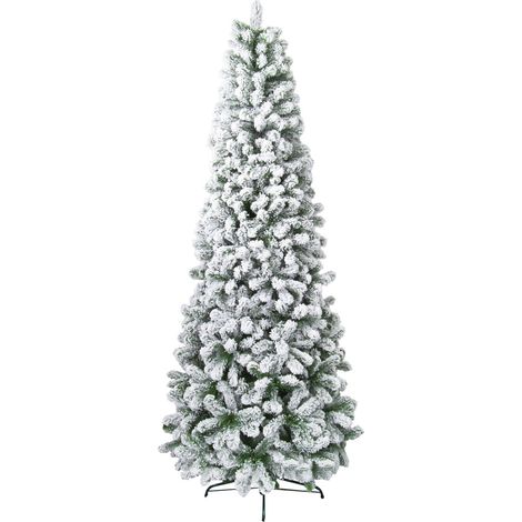 Schlanker verschneiter Weihnachtsbaum Kentucky aus PVC + weißer Flock -180 cm