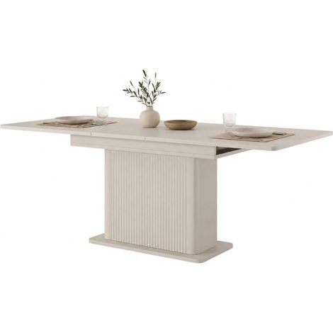 Tavolo Allungabile Kariteni, 8 Posti, Allungabile, Meccanismo Estensione Allunga Centrale, 160x90x75h cm Beige