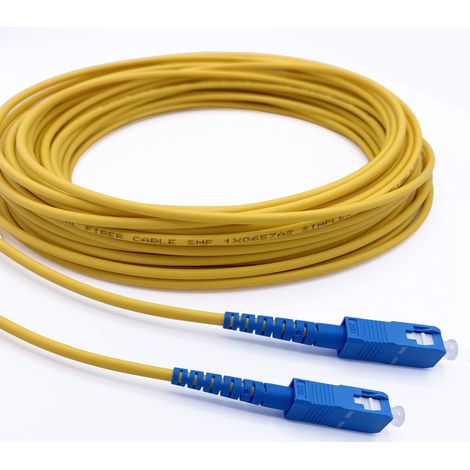 Elfcam® - Cable a Fibre Optique SC/UPC a SC/UPC Monomode Simplex OS2 9/125µm, Jaune (100M)