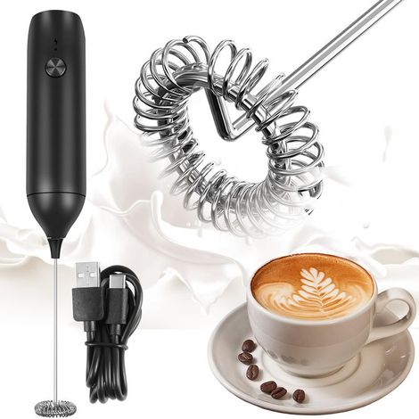Mousseur à Lait Électrique, Mousseur a Lait USB Rechargeable Portable Mousseur de Lait Électrique Manuel Mini Fouet pour Café, Latte (1/5)