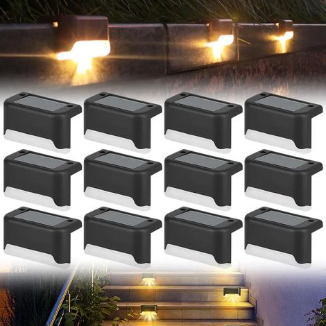 Ein Set aus 12 Solarleuchten für den Außenbereich, wasserdichtes Design, geeignet für Gärten, Terrassen und Gehwege, warmweißes Licht.