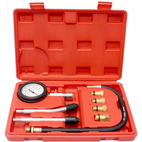 Testeur de Compression, Coffret de compressiomètre Set de compresseur pour Tous Moteurs Deux Kfz M10 M12 M14 M18 0-20 bar & 0-300 psi