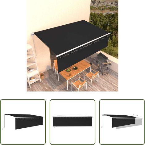 Auvent rétractable - Auvent rétractable manuel avec store 5x3 m Anthracite (1/5)