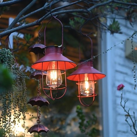 Ensemble de 2 lampes solaires décoratives en fer, pour jardins, patios, balcons, allées et aménagements paysagers extérieurs.-AquaForge (1/5)