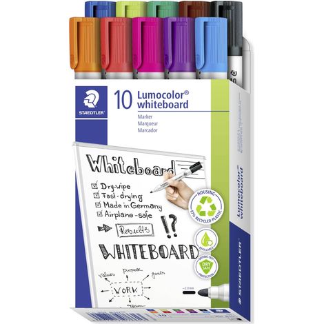 Staedtler Lumocolor 351 351 B10 Marqueur tableau blanc rouge, orange, lilas, bleu, vert, marron, noir, vert clair, bleu (1/5)