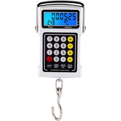 Balance électronique à hameçon 50 kg pour bagages, balance numérique suspendue 7 en 1 (1/5)