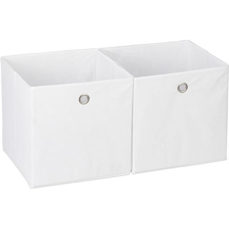 Lote de 2 cajas de almacenamiento plegables prácticas 30 x 30 x 30 cm de tela gris 130006425 (1/5)