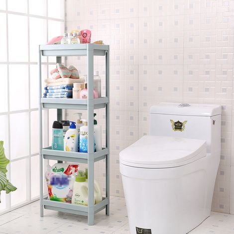 Blue 4 Layers Freestanding Plastic Corner Storage Rack (1/5)