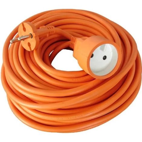 Rallonge Électrique Jardin - 10 M - 2x1 5 Mm² - Prise Unique - Orange Haute Visibilité - Norme Ce (1/5)