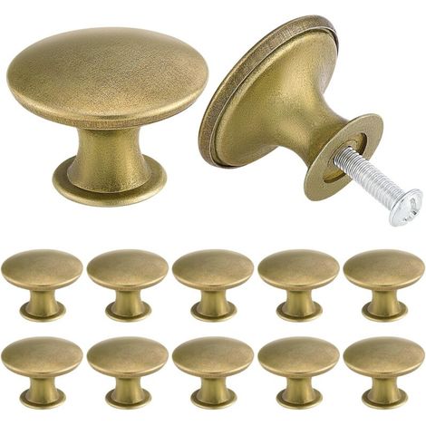 Paquete de 12 pomos vintage chic de latón antiguo para armario de cocina, 30 mm, latón (1/4)