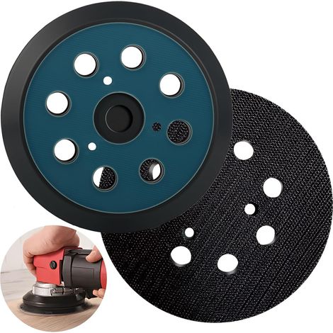 2 Pièces Plateau de Ponçage 8 Trous 125mm, Support Velcro pour Ponceuse Excentrique, Compatible Makita DeWalt