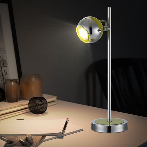 Lampada da tavolo lampada da tavolo lampada da soggiorno lampada da comodino lampada da lettura, cromo argento verde, faretto mobile GU10, LED 5W 400Lm 3000K bianco caldo, H 43 cm
