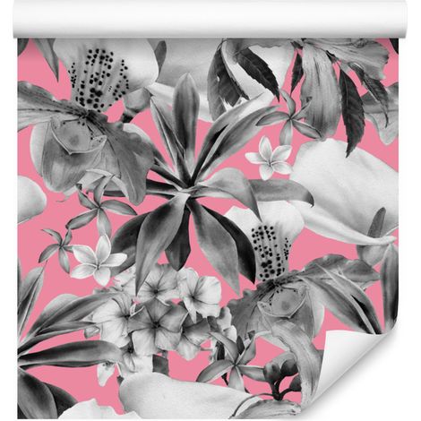 Carta da parati con orchidee e piante selvatiche per soggiorno e camera da letto, 50x1000 cm (1/5)