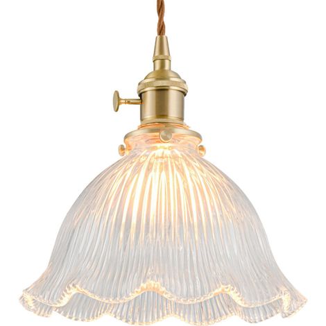 Schlichter und kreativer skandinavischer Schlafzimmer-Kronleuchter, Retro-Glasleuchter, 23 x 22 cm, klar, 220 V, E27-Fassung (nicht im Lieferumfang enthalten), 12 cm Rahmen