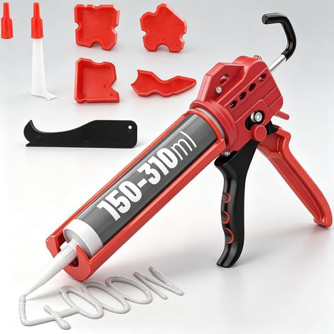 Caulking Gun, Cartridge Gun, Portable Silicone Sealant Gun for Stone Walls and Floor Mortar Grouting, 18:1 Force Transmission (1/5)