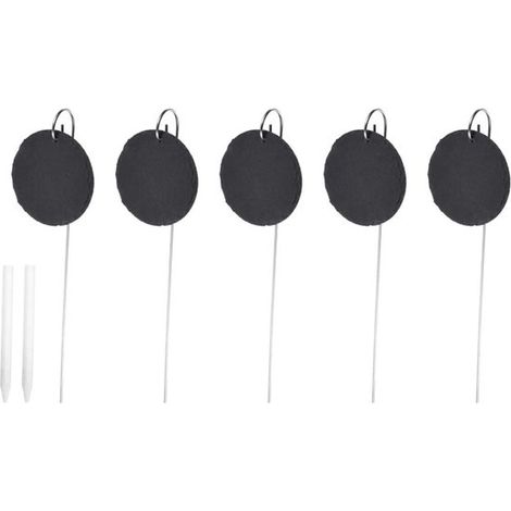 Ensemble de 5 marqueurs de jardin en ardoise comprenant 2 mini marqueurs à craie, des étiquettes pour l'identification des fleurs avec épingles, des marqueurs de jardin (1/5)