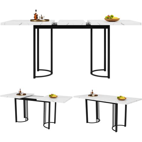 Ensemble salle à manger 5 pièces, table extensible 140x80 cm pour 4 personnes avec 4 chaises, piètement en métal, table rectangulaire, chaises en velours noir, mobilier de salle à manger complet (1/5)