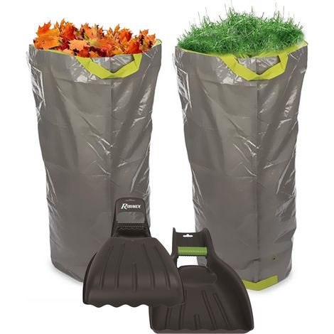Ramasse Feuilles Manuel par Deux avec Lot de 2 SACS DE JARDIN MULTIFONCTIONS Utra Résistant - POLYÉTHYLÈNE - 270 L (1/3)