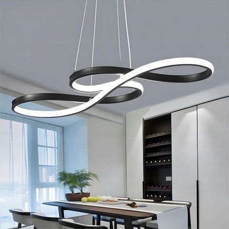 Lampada a sospensione nera dimmerabile Lampada a sospensione da cucina a loft Telecomando moderno (1/5)
