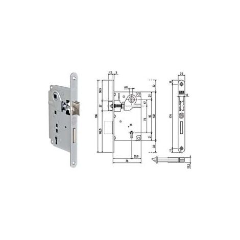 SERRATURA PATENT DA INFILARE CENTRO BORDO TONDO CROMATO - mm.50 bordo cromato opaco (B01001.50.34)