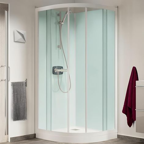 Cabine de douche Kineprime glass 90 rond coulissant receveur bas thermostatique réf. CA762TTN (1/3)
