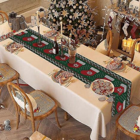 Chemin de table de Noël 2025, nappe, drapeau de table, décoration de Noël (1/2)