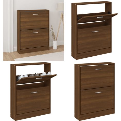 Schuhschrank Braun Eichen-Optik 59x17x81 cm Holzwerkstoff - Schuhschrank - Schuhregal - Holzwerkstoffmöbel - Garderobe - Einbauschrank - Home & Living