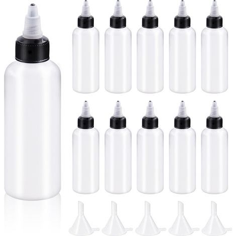 Lot de 15 flacons distributeurs transparents avec petits entonnoirs Boston en plastique PEBD de 118 ml, flacons compte-gouttes vides avec bouchon à visser pour encres, huiles, liquides, flacons (1/5)