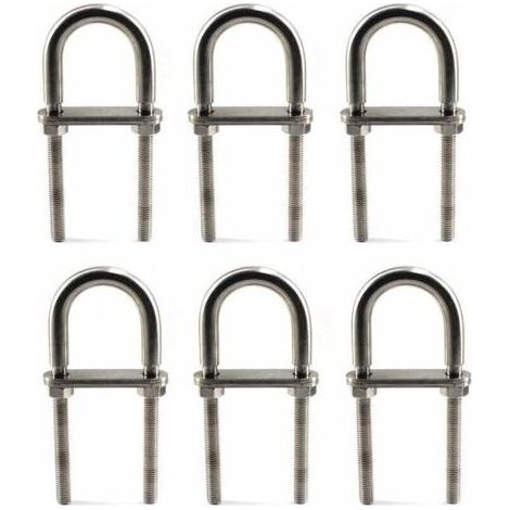 Ahlsen – Boulon en U M6 x 90 mm en acier inoxydable 304 – Lot de 6 pièces – Résistant à la corrosion pour environnements humides - M6X90