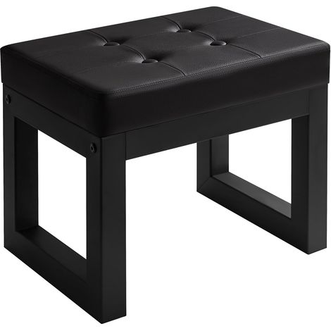 Petit Repose-Pieds Rectangulaire, Faux Cuir PU, Noir WBD026B (1/5)