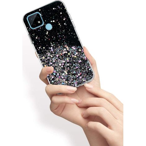 Coque Realme C21, pailletée, noire (1/3)
